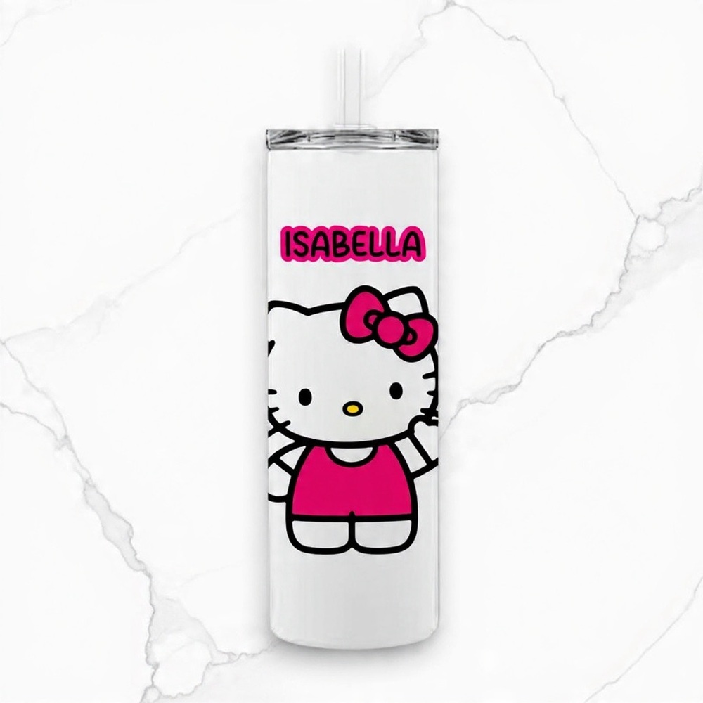 NWT Hello Kitty Custom Name Tumbler – Skinny Frosted/White – 20oz/18.5oz